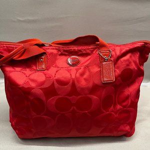 Coach red Nylon Signature Tote